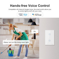 SONOFF T0US TX Wifi lampu dinding pintar pengatur waktu sakelar lampu putih mendukung suara/aplikasi/kontrol sentuh bekerja dengan Alexa Google Home IFTTT