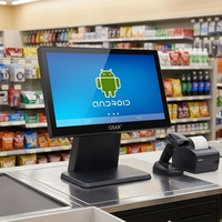Sistema POS Android OEM ODM, Caja Registradora de Fácil Operación, Sistema POS Todo en Uno de 15.6 Pulgadas con Pantalla para Clientes de 11.6 Pulgadas
