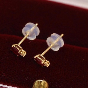 Tùy Chỉnh 18K Tự Nhiên <span class=keywords><strong>Ruby</strong></span> Stud Earrings Ear Studs Earrings Đối Với Phụ Nữ - Product Image 2