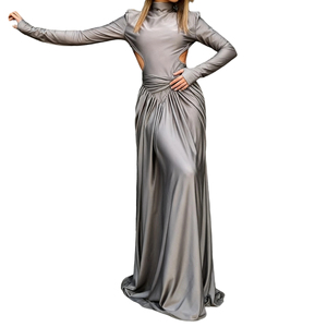 Nuevos Vestidos Largos Elegantes de Cuello Alto para Mujer, Ajustados, Sensuales, sin Espalda, de Color Sólido, a la Moda - Product Image 1