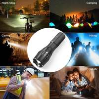 Lampe Torche LED Ultra Lumineuse Rechargeable USB Zoomable Tactique, Lumière de Travail Longue Portée pour Camping en Extérieur