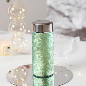 Bouteille isotherme en titane pur de 200 ml personnalisée en gros avec infuseur, tasse de luxe à texture cristalline effet fleur de glace - Product Image 1