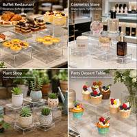 Présentoir Cube Carré Blanc Personnalisé en Acrylique pour Buffet, Aliments, Desserts, Cosmétiques, Plantes en Pot - Expositor