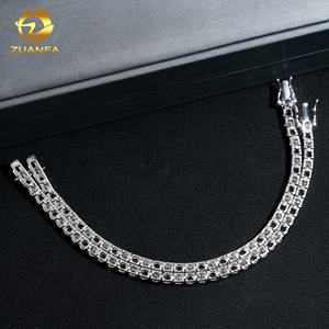 قلادة سلسلة تنس مويسانيت ملونة من AB 4 من المويسانيت الأسود والأبيض ، مجوهرات سلسلة مويسانيتي الفضة - Product Image 5