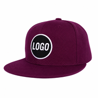 Casquette Snapback à Visière Plate Personnalisée avec Logo Circulaire, Bordeaux, 6 Panneaux en Sergé, Style Hip-Hop, pour la Vente en Gros