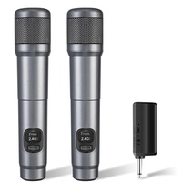 Système de microphones dynamiques sans fil 2,4 GHz à double micro avec récepteur Type C et métallique pour scène extérieure, diffusion en direct à domicile