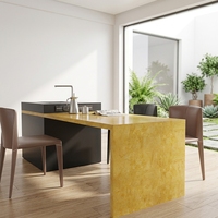 Comptoir de cuisine en pierre artificielle classique de luxe, surface solide sans silicone pour usage domestique et hôtelier, idéal pour les plans de toilette et les dessus de table