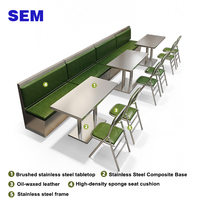 Ensemble de table ronde et de chaises pliantes en acier inoxydable de style industriel SEM, 6 chaises pour table de restauration rapide, table de hot pot, restaurants, salle à manger