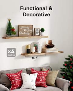 Prateleiras de parede flutuantes de madeira maciça natural, prateleira de parede para cozinha e armazenamento doméstico - Product Image 3