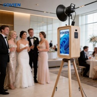 Photomaton rétro double face en bois avec écran tactile 18,5 pouces compatible DSLR et iPad, impression instantanée pour mariages, fêtes et événements