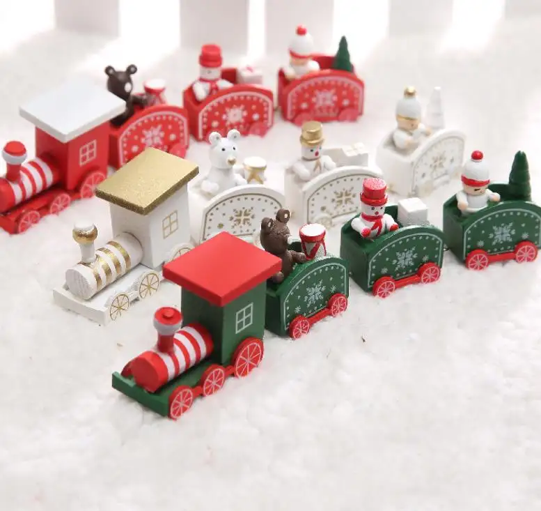 4 Knoten Weihnachts zug gemalt Holz Weihnachts dekoration für Zuhause mit Santa Kids Toys Ornament