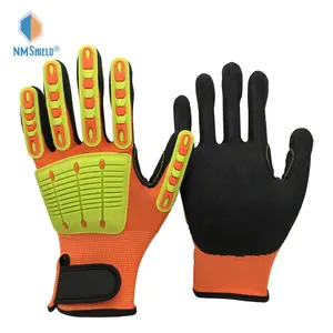 NMSHIELD Sandy Orange Nitrile Gloves Custom TPR Impact Gloves Construction Work Gloves for Men