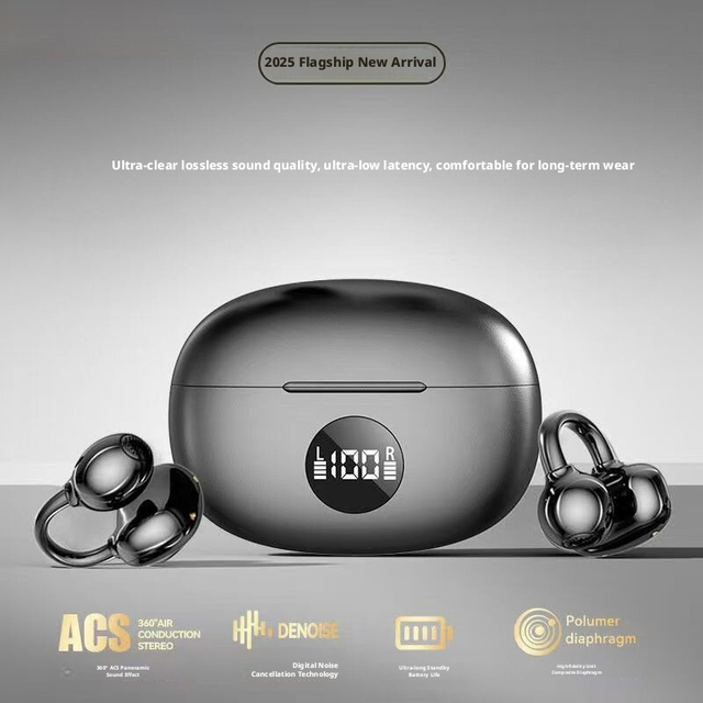 Clip-on Open Ear Earbuds New Arrival HiFi Sound Digital Display ENC Long Battery Ultra Comfort Wear Sports IPX4 Waterproof
