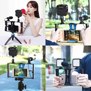 Kits de montage vidéo pour Smartphone portable personnalisé 4 en 1 Vlogging Live Broadcast LED <span class=keywords><strong>Selfie</strong></span> Fill Light Microphone pour la diffusion en direct - Product Image 6