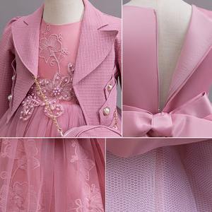 Due pezzi Set giacca abito con perline ricamate per ragazze Performance di pianoforte che ospita principessa vestito a tracolla borsa - Product Image 6