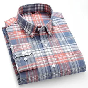 Nouveauté : Chemises à manches longues pour hommes en taille plus 7XL, 100% coton Oxford, décontractées élégantes, respirantes, printemps, vintage, à carreaux - Product Image 5