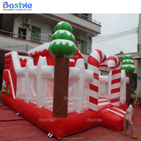 Château gonflable extérieur BOSTYLE sur le thème de Noël, en PVC, maison de saut, décoration de Noël, bonhomme de neige, location pour événements commerciaux