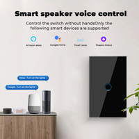 Interruptor de Luz Táctil Inteligente Zigbee LangYeao, Estándar Estadounidense, Sin Neutro, Sin Condensador, 1/2/3 Botones, 10A, Vidrio Cóncavo 2.5D, Compatible con Tuya