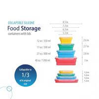 Boîte à bento pliable en silicone, quatre tailles, couvercle hermétique anti-fuite, couleurs assorties, réutilisable, stockage des restes, vente en gros