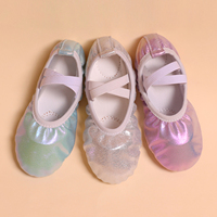 Zapatillas de Ballet Suaves para Niñas Pequeñas, Zapatos de Baile con Brillantina, Suela Partida, Pantuflas Infantiles con Bandas Elásticas Cruzadas para Actuaciones en Escenario