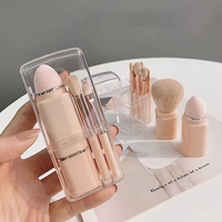 Ensemble de 8 pinceaux de maquillage miniatures en éponge synthétique portable pour fond de teint, blush, anticernes, fard à paupières