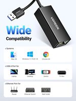 Adaptador USB a Ethernet UGREEN Adaptador Ethernet de 1000Mbps con controlador USB 3,0 Adaptador de red LAN RJ45 gratis