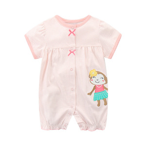 Một mảnh mùa hè ngắn tay Jumpsuit cho trẻ sơ sinh giản dị bé gạc áo choàng nút phim hoạt hình bò phù hợp với dệt kim bé túi - Product Image 4