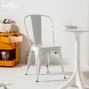 Chaise de salle à manger en métal, design vintage industriel, pour <span class=keywords><strong>restaurant</strong></span>, café, bistrot, couleur orange, livraison gratuite, vente en gros - Product Image 4
