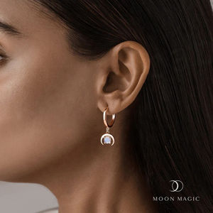 ต่างหูเงินแท้ 925 ชุบโรเดียม ประดับมูนสโตน สำหรับผู้หญิง เครื่องประดับพลอยแท้ - Product Image 3