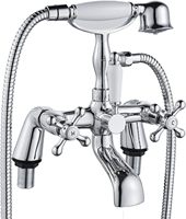 Robinets de bain victoriens noirs traditionnels à double levier à 1/4 tours Robinets dosés pour salle de bain Baignoire Douche Mitigeur pour Style classique