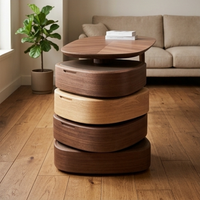 Bureau de direction moderne minimaliste de style italien en noyer, avec tiroirs rotatifs vintage, idéal pour l'étude et le travail.