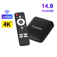 H96Max Amlogic S905 Android 14.0 2GB Quad Core TV Box Colokan AS 4K Pemutar Jaringan WiFi Dual-Band dengan Remote Kontrol Suara