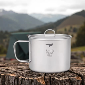 Mug en titane sablé gris argenté ultraléger et écologique multi-usages 900 ml pour pique-nique en plein air, camping, randonnée, backpacking - Product Image 1