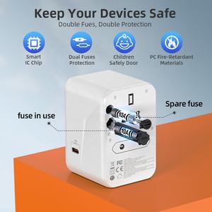 Adaptateur secteur universel <span class=keywords><strong>de</strong></span> voyage pour téléphone portable, chargeur rapide PD 100-250V 70W, prise US AU UK EU, chargeur USB - Product Image 3