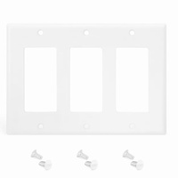 Cubierta de placa de pared de 3 tomas, interruptor y cubierta de enchufe, material de PC, cubierta de toma dúplex, cubierta blanca brillante, moderna