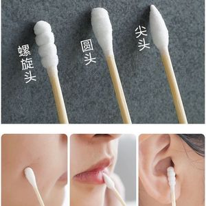 Double-Ended Cotton Swabs 100Pcs Round Solid Color Multi-Purpose For Ear Cleaning <b>Makeup</b> Removal Cleansing - Product Image 5