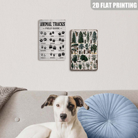 Letrero Metálico Vintage con Guía de Huellas de Animales, Decoración Educativa Retro para Cabañas y Casas de Campo