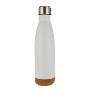 批发带软木塞底部的白色运动水瓶双壁真空绝缘可乐烧瓶