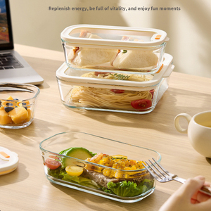 Boîte de conservation alimentaire en verre transparent, écologique, durable, portable et chauffable, avec couvercle en silicone, idéale pour la conservation des aliments et les cadeaux - Product Image 4