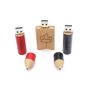 Özelleştirilmiş çevre dostu ahşap kalem USB bellek kalem promosyonlar hediyeler hediye için flash sürücü ahşap bellek sopa reklam
