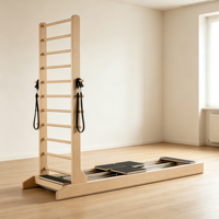Reformer Pilates en bois d'érable à double direction, lit d'entraînement multifonctionnel pour le renforcement du tronc, pour studio, salle de sport, rééducation et fitness