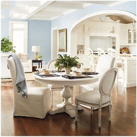 Ensemble de table à manger ronde en chêne blanc massif, de haute qualité, de style français traditionnel, fait main, antique, pour la maison