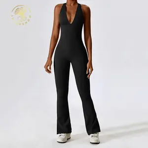 Benutzer definierte Active wear Jumps uits Mujer Stram pler Damen One Piece Yoga Jumps uits Hollow Out Workout Sport Fitness Bodysuit Jumps uits