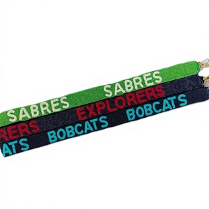 CRYSTAL CRAFT Correa de Cinturón de Moda Vintage con Cuentas Coloridas y Texto en Relieve SABRES EXPLORERS BOBCATS, Accesorios Ecológicos - Product Image 1