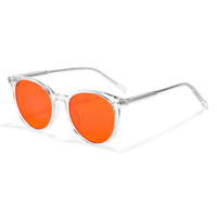 Lunettes QSKY TR90 rondes avec verres rouge-orange à 99 %, anti-lumière bleue pour jeux sur ordinateur, optiques, anti-fatigue, favorisant le sommeil, monture