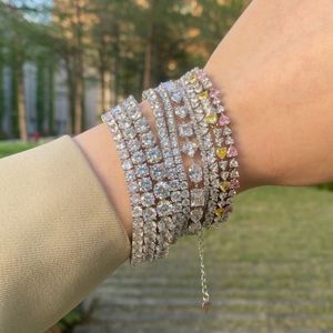 Dylam Stylish 925 Sterling Silver Hypoallergenic Rhodium Plated Diamond Heart Shape 5A Zirconia Tennis Jewelry <b>Bracelet</b> - Product Image 6