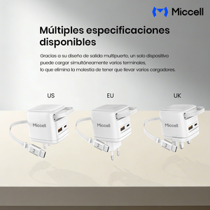 Cargador Miccell de 35 W GaN con Cable Retráctil Integrado y <span class=keywords><strong>Dos</strong></span> Puertos, Ideal para Viajes, Oficina y Hogar - Product Image 5