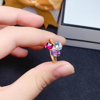 Bague de fiançailles délicate en argent 925 plaqué or, design Dubaï, avec améthyste naturelle pour filles