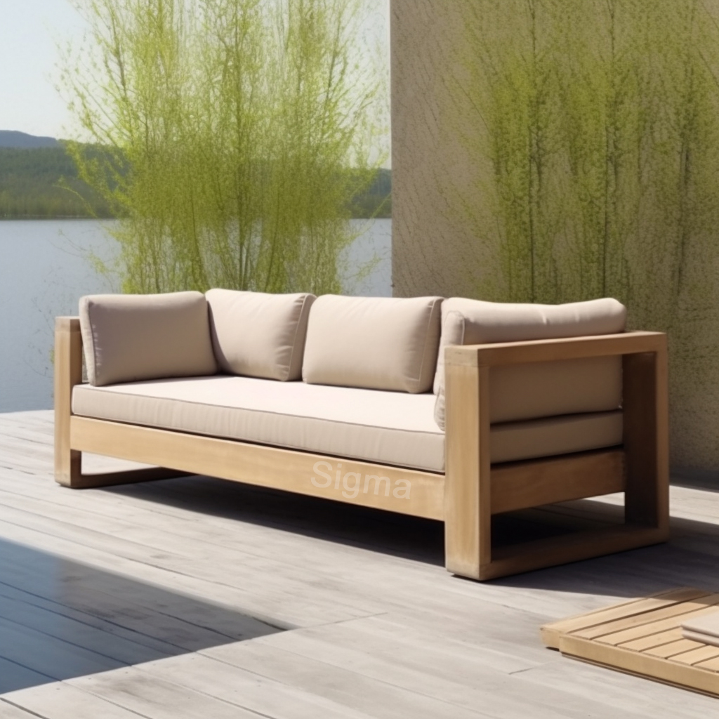 Customized Teak Patio Sofa Modern Couch Garden Sofa Set Outdoor Teak