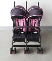 Poussette double pliable compacte et détachable pour bébés, prix de gros fabricant, tissu Oxford, cadre en acier inoxydable, 20 kg